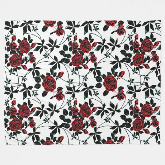 Couverture Polaire Roses rouges. (Devant (Horizontal))