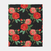 Couverture Polaire Roses rouges, fond noir, (Devant)