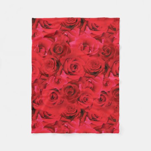 Couverture Polaire Roses rouges répétition motif floral (Devant)