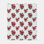Couverture Polaire Roses rouges sur un arrière - plan à pois de polka (Devant)