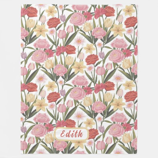 Couverture Polaire Roses, tulipes et lys (Devant)