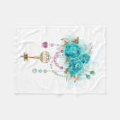 Couverture Polaire Roses turquoise avec touches (Devant (Horizontal))