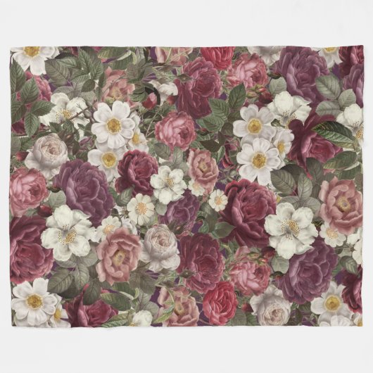 Couverture Polaire Roses vintages (Devant (Horizontal))