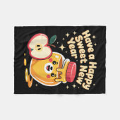 Couverture Polaire Rosh Hashanah Joyeux Joyeux Nouvel An Honey Bear J (Devant (Horizontal))