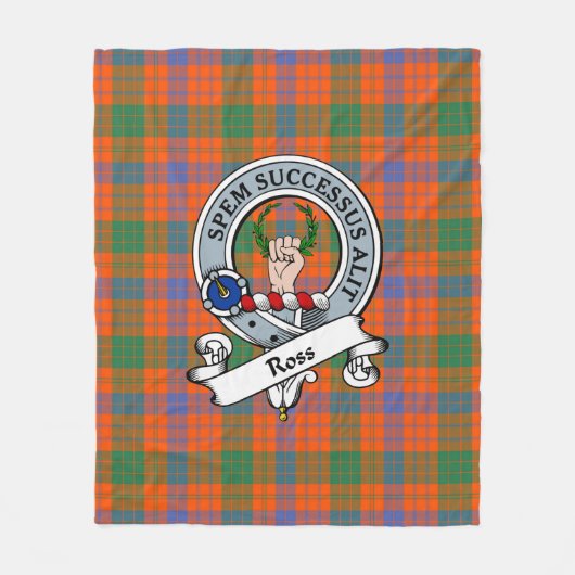 Couverture Polaire Ross Ancien Clan Badge Tartan Plaid (Devant)