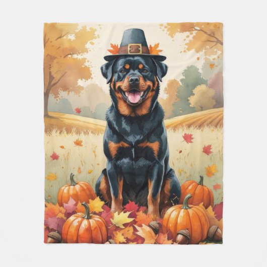 Couverture Polaire Rottweiler À L'Automne Quitte L'Art Thanksgiving (Devant)