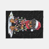 Couverture Polaire Rottweiler Chien Santa Chapeau Noël Arbre Lumière  (Devant (Horizontal))