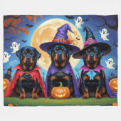Couverture Polaire Rottweiler Chiens Citrouille Halloween Funny (Devant (Horizontal))