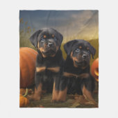 Couverture Polaire Rottweiler Chiot Automne Citrouille de plaisir (Devant)