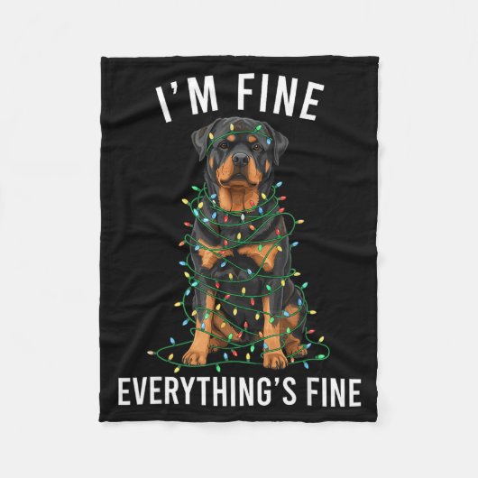 Couverture Polaire Rottweiler Christmas I'm Fine Everything Is Fine (Devant)