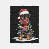 Couverture Polaire Rottweiler Christmas Tree Santa Hat Lights Xmas Do (Devant)