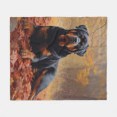 Couverture Polaire Rottweiler dans les feuilles d'automne automne aut (Devant (Horizontal))
