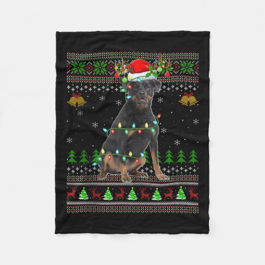 Couverture Polaire Rottweiler Dog Ugly Christmas Sweaters Holiday San (Devant)
