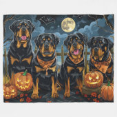 Couverture Polaire Rottweiler Halloween Éffrayant (Devant (Horizontal))