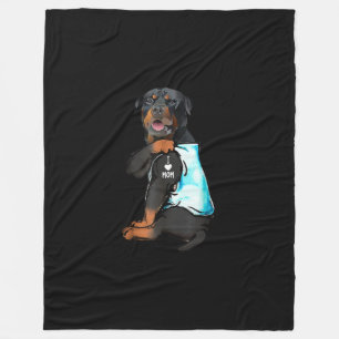 Couverture Polaire Rottweiler I Love Maman Tattoo