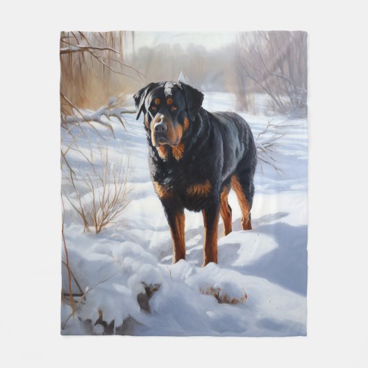 Couverture Polaire Rottweiler Laisser neiger Noël (Devant)