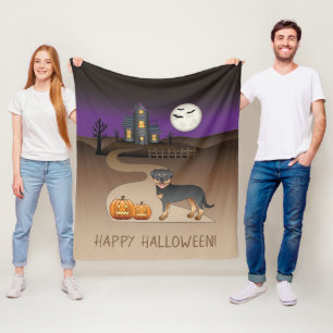 Couverture Polaire Rottweiler noir et feu Halloween Maison Hantée