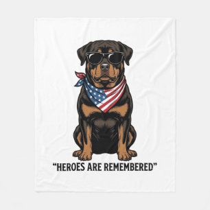 Couverture Polaire Rottweiler Patriotique Chien Héros Design Vintage_