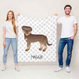 Couverture Polaire Rottweiler Rouge Et Brun Chien De Dessin Animé Mig