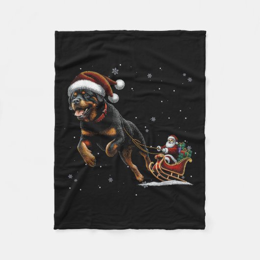 Couverture Polaire Rottweiler Santa Christmas Tree Lights Ugly Pajama (Devant)