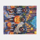 Couverture Polaire Rottweiler Trick-or-Treating In Halloween Costumes (Devant (Horizontal))