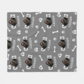Couverture Polaire Rottweiller Papa, Grey Nom personnalisé Répéter (Devant (Horizontal))