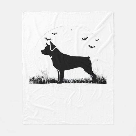 Couverture Polaire Rotweiler Chien - Halloween Lune Silhouette Oversi (Devant)