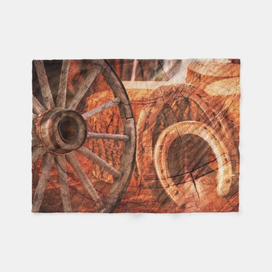 Couverture Polaire Roue en Wagon Rustique Horseshoes Style Occidental (Devant (Horizontal))
