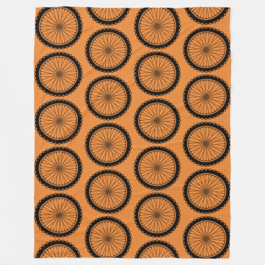 Couverture Polaire Roue VTT - Noir sur Orange (Devant)