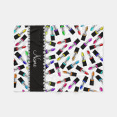 Couverture Polaire Rouge à lèvres blanc nommé personnalisé (Devant (Horizontal))