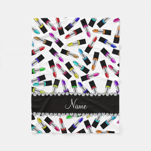 Couverture Polaire Rouge à lèvres blanc nommé personnalisé (Devant)