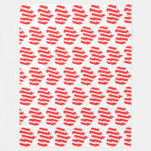 Couverture Polaire Rouge Abstrait n Blancs Valentine Coeur (Devant)