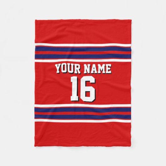Couverture Polaire Rouge avec Marine White Stripes Team Jersey (Devant)