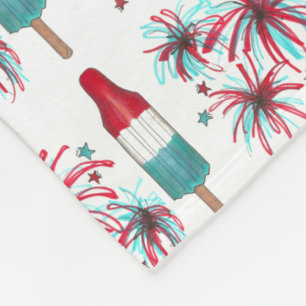 Couverture Polaire Rouge Blanc Bleu Rocket Popsicle Fireworks USA