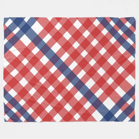 Couverture Polaire Rouge, blanc et bleu En vichy plaid Americana (Devant (Horizontal))