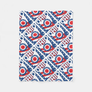 Couverture Polaire Rouge blanc et bleu Patriotique Grunge Ohio