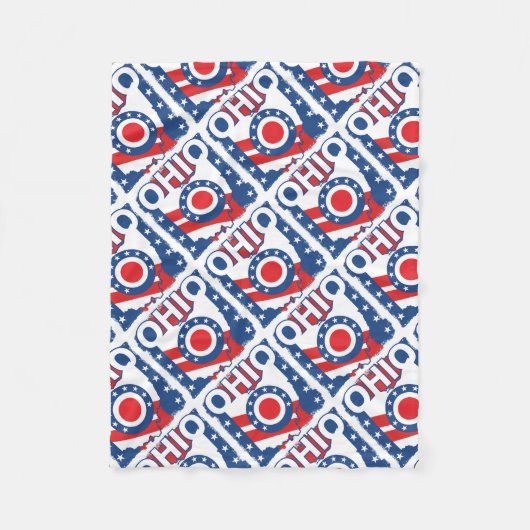 Couverture Polaire Rouge blanc et bleu Patriotique Grunge Ohio (Devant)
