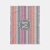 Couverture Polaire Rouge blanc gris Chevron Zigzag Monogramme (Devant)