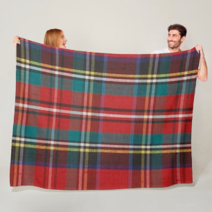Couverture Polaire Rouge blanc jaune vert Tartan Plaid