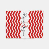 Couverture Polaire Rouge Blanc Nom Monogramme Keepsaké Chevron (Devant (Horizontal))