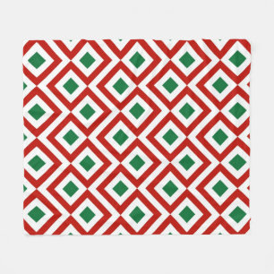 Couverture Polaire Rouge, blanc, vert méandre