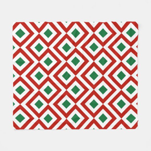 Couverture Polaire Rouge, blanc, vert méandre (Devant (Horizontal))