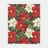 Couverture Polaire Rouge Blanc Vert Poinsettia Fleurs Motif (Devant)