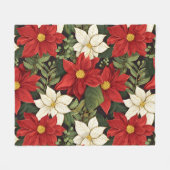 Couverture Polaire Rouge Blanc Vert Poinsettia Fleurs Motif (Devant (Horizontal))