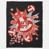 Couverture Polaire rouge blanc volleyball soufflé fille garçon salle  (Devant)