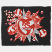 Couverture Polaire rouge blanc volleyball soufflé fille garçon salle  (Devant (Horizontal))