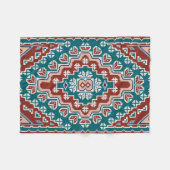 Couverture Polaire Rouge Bleu Turquoise Amérindiens Navajo (Devant (Horizontal))