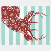 Couverture Polaire Rouge + Blue Snow Stripes Deer (Devant (Horizontal))