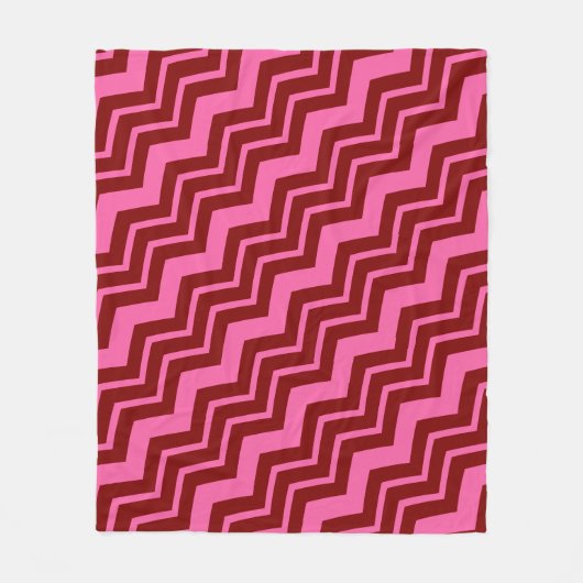 Couverture Polaire Rouge bordeaux rose chevron design zigzag  (Devant)