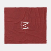 Couverture Polaire Rouge Brown Faux Cuir Monogramme Nom Personnalisé (Devant (Horizontal))